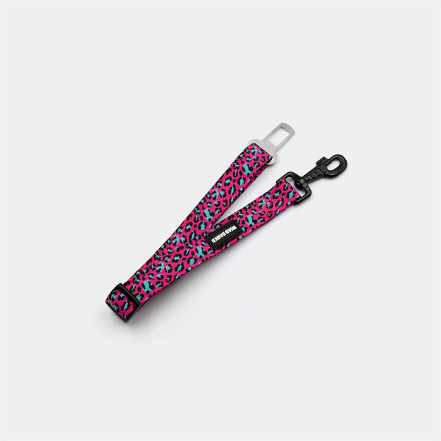 wild barks fuchsia leopard dog car seat belt