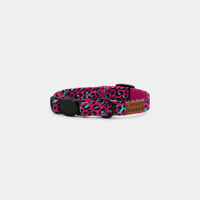 wild barks fuchsia leopard cat collar