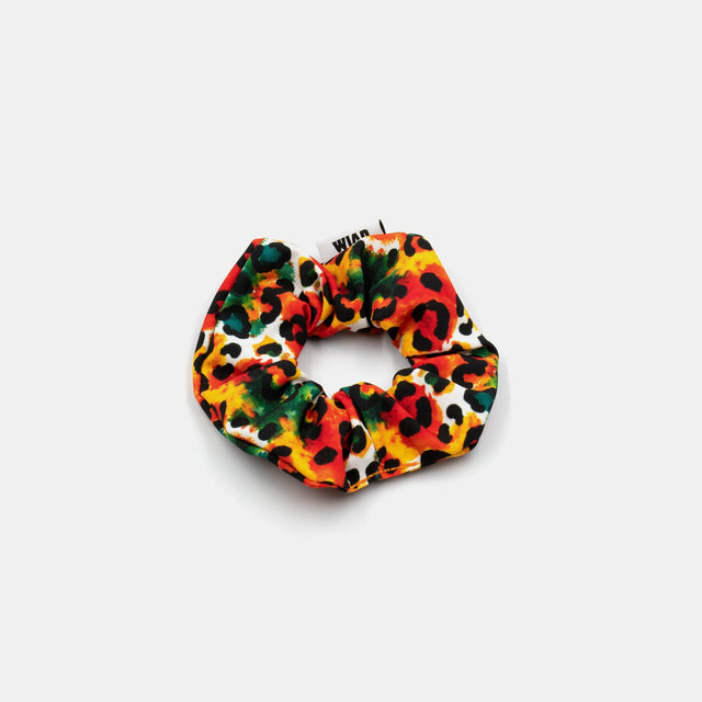 wild barks watercolor leopard scrunchy
